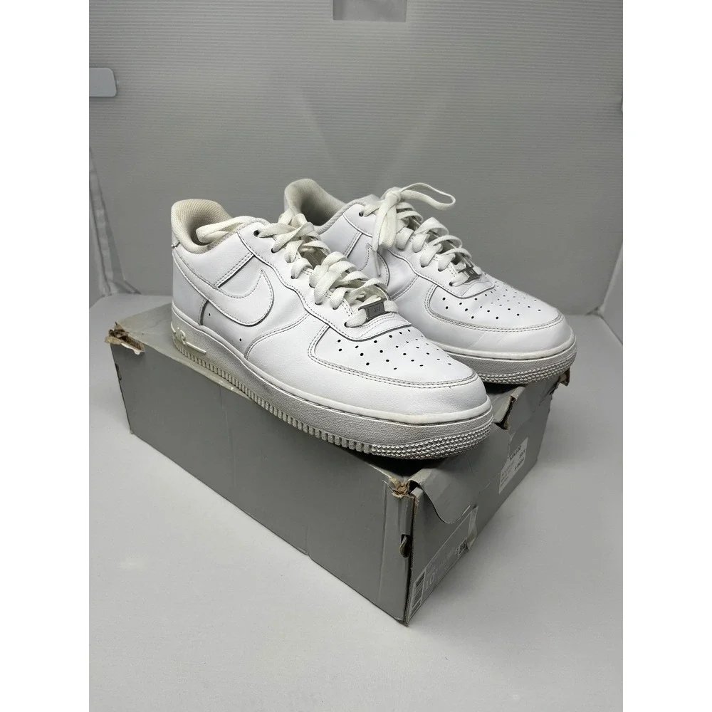 Nike Air Force 1 07 Low Triple White Shoe 315122-111 Mens 10.5 W/ Box No Insoles